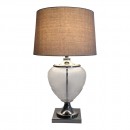 GLASS NICKEL URN LAMP WITH LINEN SHADE